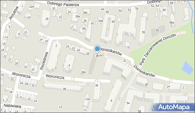 Kraków, Dominikanów, 30, mapa Krakowa