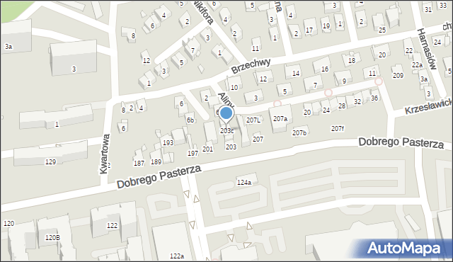 Kraków, Dobrego Pasterza, 203c, mapa Krakowa