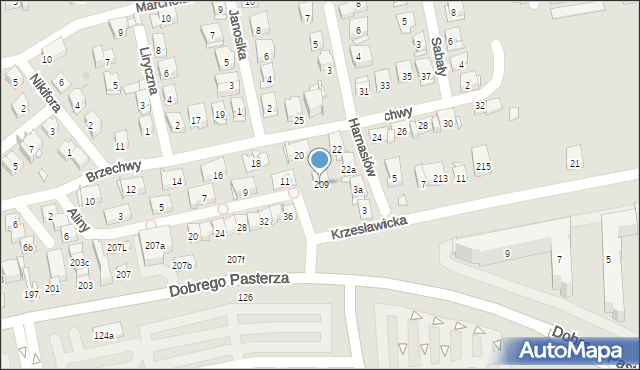 Kraków, Dobrego Pasterza, 209, mapa Krakowa