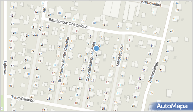 Krotoszyn, Dobrzańskiego-Hubala Henryka, mjr., 5, mapa Krotoszyna