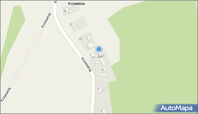 Krzewina, Dolna, 14A, mapa Krzewina