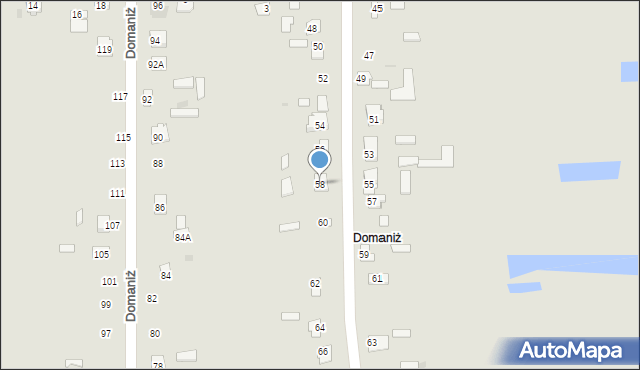 Łaszczów, Domaniż, 58, mapa Łaszczów