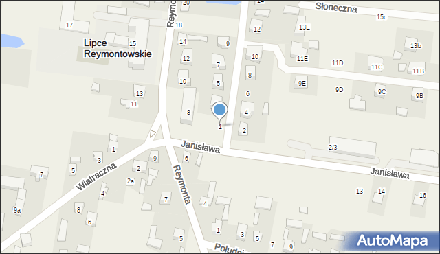 Lipce Reymontowskie, Dominikowej, 1, mapa Lipce Reymontowskie