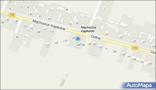 Mąchocice Kapitulne, Dolna, 124, mapa Mąchocice Kapitulne