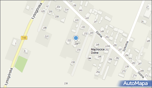 Mąchocice Kapitulne, Dolna, 228, mapa Mąchocice Kapitulne