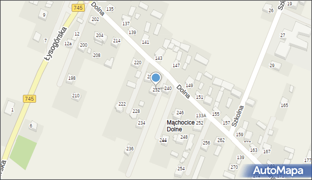 Mąchocice Kapitulne, Dolna, 232, mapa Mąchocice Kapitulne