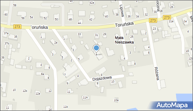 Mała Nieszawka, Dojazdowa, 7, mapa Mała Nieszawka