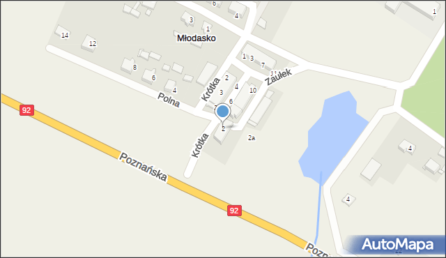 Młodasko, Dojazdowa, 2, mapa Młodasko