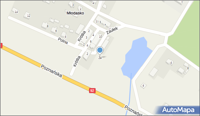 Młodasko, Dojazdowa, 2a, mapa Młodasko