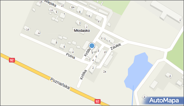 Młodasko, Dojazdowa, 3, mapa Młodasko