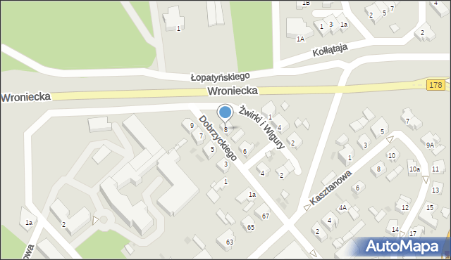 Oborniki, Dobrzyckiego Mikołaja, mjr., 8, mapa Oborniki