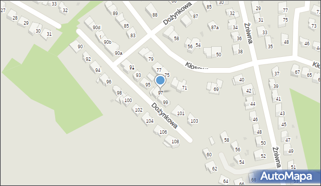 Olsztyn, Dożynkowa, 97, mapa Olsztyna