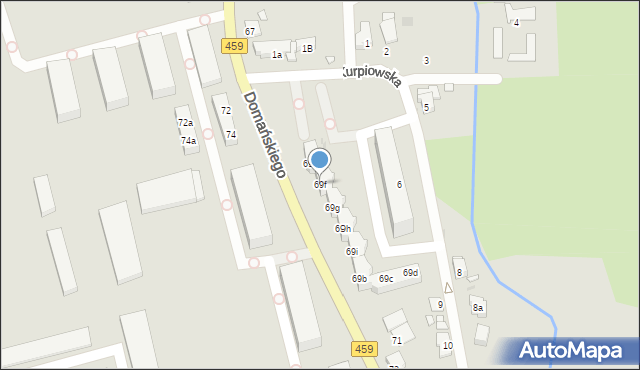 Opole, Domańskiego Bolesława, ks., 69f, mapa Opola