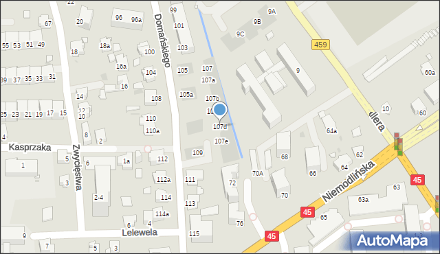 Opole, Domańskiego Bolesława, ks., 107d, mapa Opola