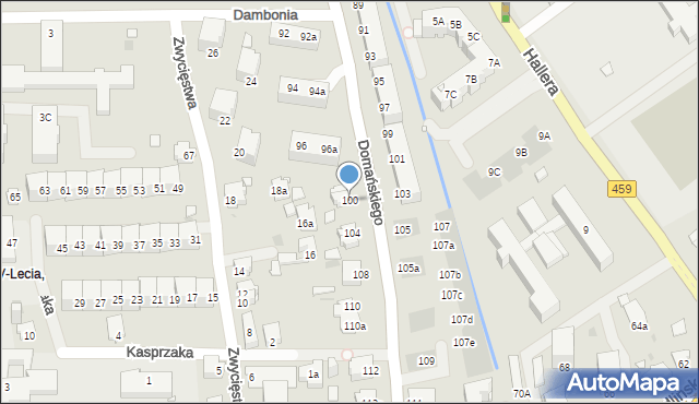 Opole, Domańskiego Bolesława, ks., 100, mapa Opola