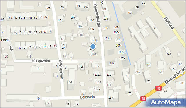 Opole, Domańskiego Bolesława, ks., 110a, mapa Opola