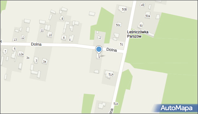 Parszów, Dolna, 1, mapa Parszów