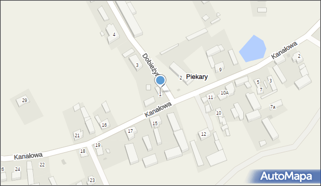 Piekary, Dobieżyńska, 1, mapa Piekary