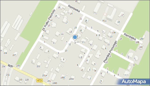 Piotrków Trybunalski, Dobrzańskiego-Hubala Henryka, mjr., 2, mapa Piotrków Trybunalski