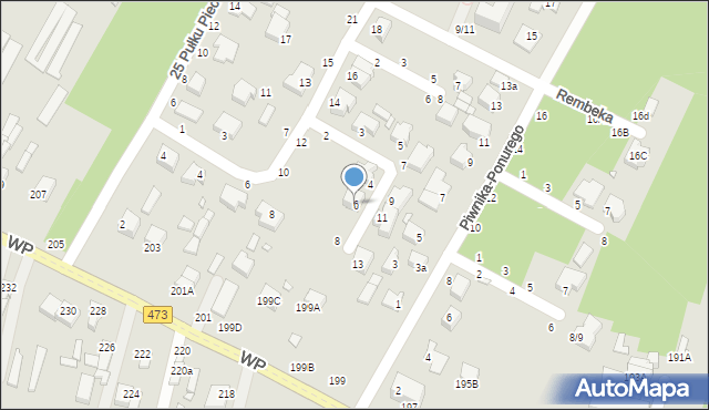 Piotrków Trybunalski, Dobrzańskiego-Hubala Henryka, mjr., 6, mapa Piotrków Trybunalski