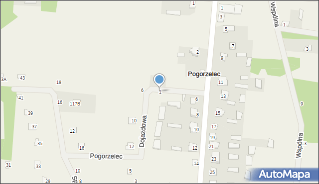 Pogorzelec, Dojazdowa, 1, mapa Pogorzelec