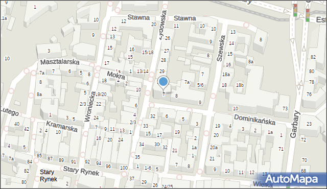 Poznań, Dominikańska, 7, mapa Poznania