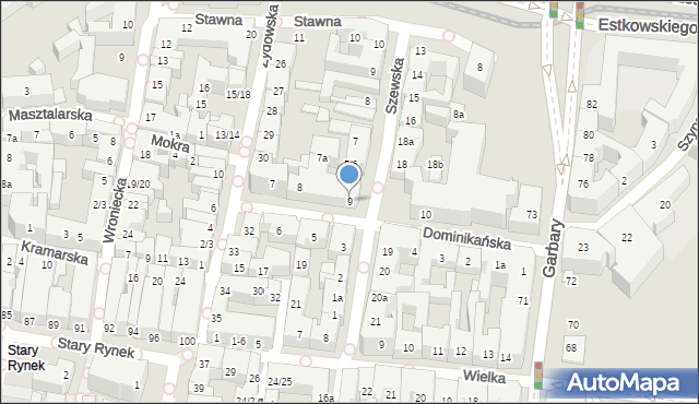 Poznań, Dominikańska, 9, mapa Poznania