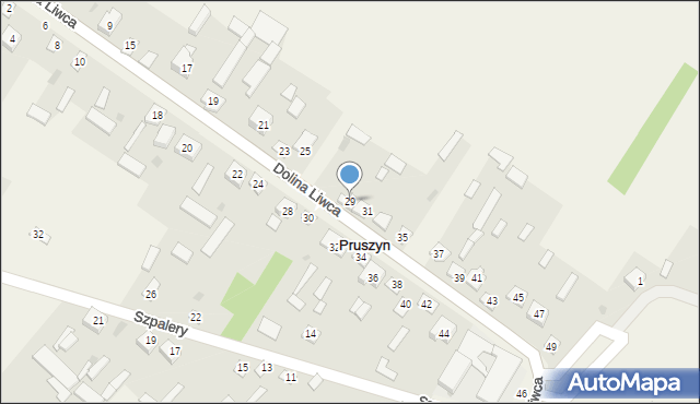 Pruszyn, Dolina Liwca, 29, mapa Pruszyn