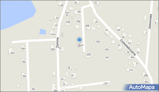 Pszczyna, Doświadczalna, 45f, mapa Pszczyny