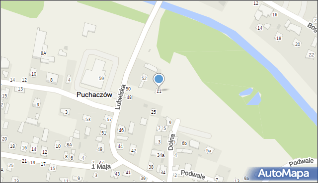 Puchaczów, Dolna, 11, mapa Puchaczów