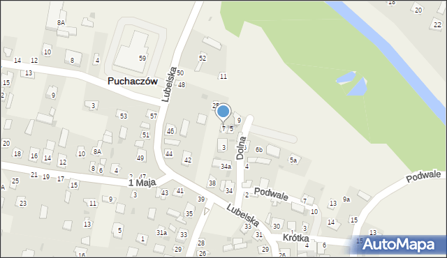 Puchaczów, Dolna, 7, mapa Puchaczów