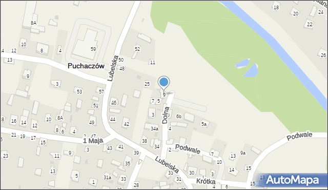 Puchaczów, Dolna, 9, mapa Puchaczów