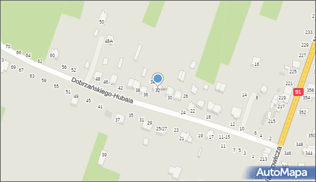 Radomsko, Dobrzańskiego-Hubala Henryka, mjr., 32, mapa Radomsko