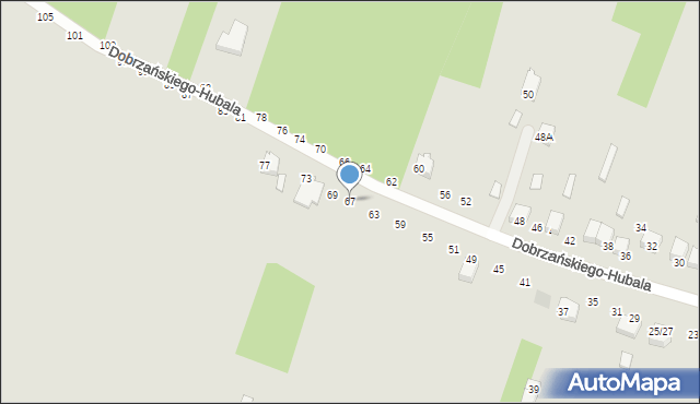 Radomsko, Dobrzańskiego-Hubala Henryka, mjr., 67, mapa Radomsko