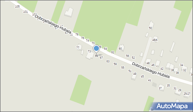 Radomsko, Dobrzańskiego-Hubala Henryka, mjr., 69, mapa Radomsko