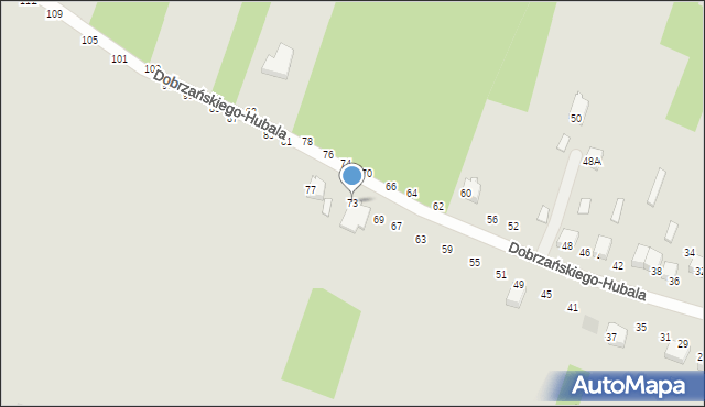 Radomsko, Dobrzańskiego-Hubala Henryka, mjr., 73, mapa Radomsko