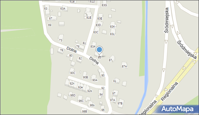 Rybnik, Dolna, 85, mapa Rybnika