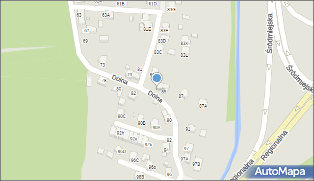 Rybnik, Dolna, 85a, mapa Rybnika