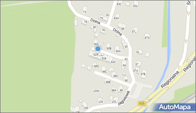 Rybnik, Dolna, 92g, mapa Rybnika