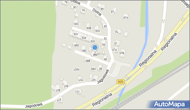 Rybnik, Dolna, 96b, mapa Rybnika