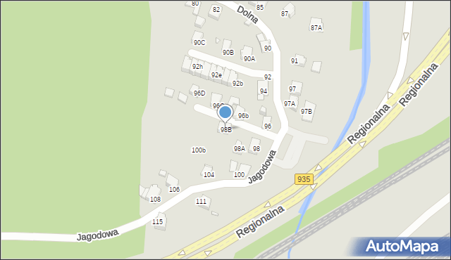 Rybnik, Dolna, 98B, mapa Rybnika