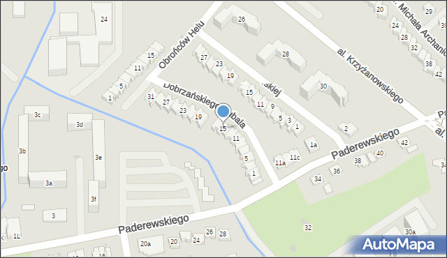 Rzeszów, Dobrzańskiego-Hubala Henryka, mjr., 15, mapa Rzeszów