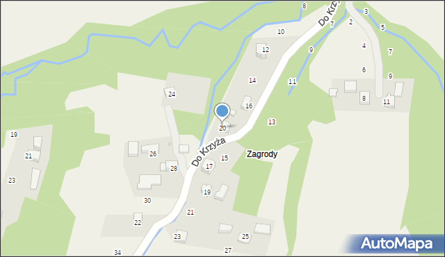 Skawinki, Do Krzyża, 20, mapa Skawinki