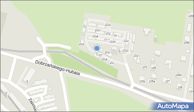Sosnowiec, Dobrzańskiego-Hubala Henryka, mjr., 101b, mapa Sosnowca