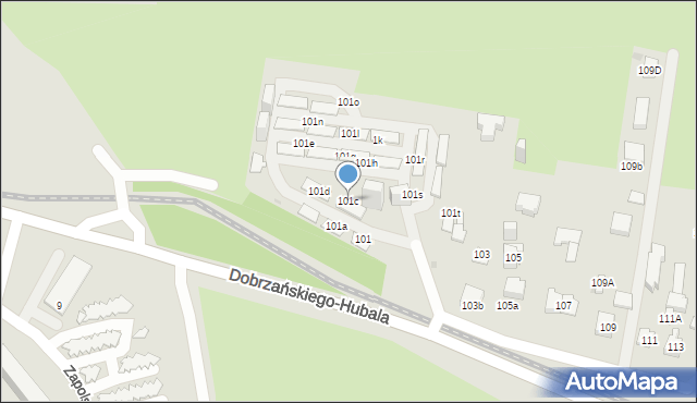 Sosnowiec, Dobrzańskiego-Hubala Henryka, mjr., 101c, mapa Sosnowca