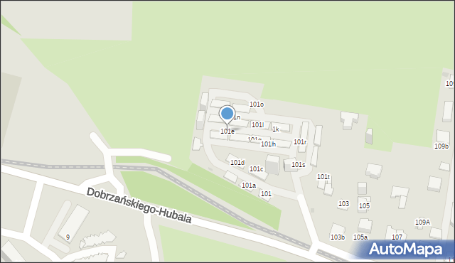 Sosnowiec, Dobrzańskiego-Hubala Henryka, mjr., 101e, mapa Sosnowca