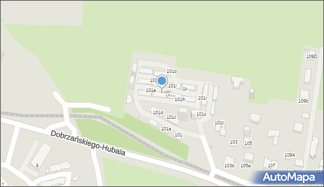 Sosnowiec, Dobrzańskiego-Hubala Henryka, mjr., 101f, mapa Sosnowca