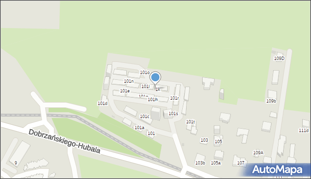 Sosnowiec, Dobrzańskiego-Hubala Henryka, mjr., 101k, mapa Sosnowca