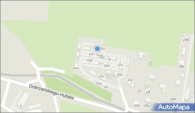 Sosnowiec, Dobrzańskiego-Hubala Henryka, mjr., 101m, mapa Sosnowca