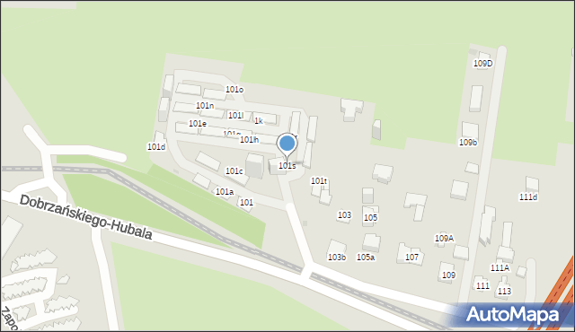 Sosnowiec, Dobrzańskiego-Hubala Henryka, mjr., 101s, mapa Sosnowca